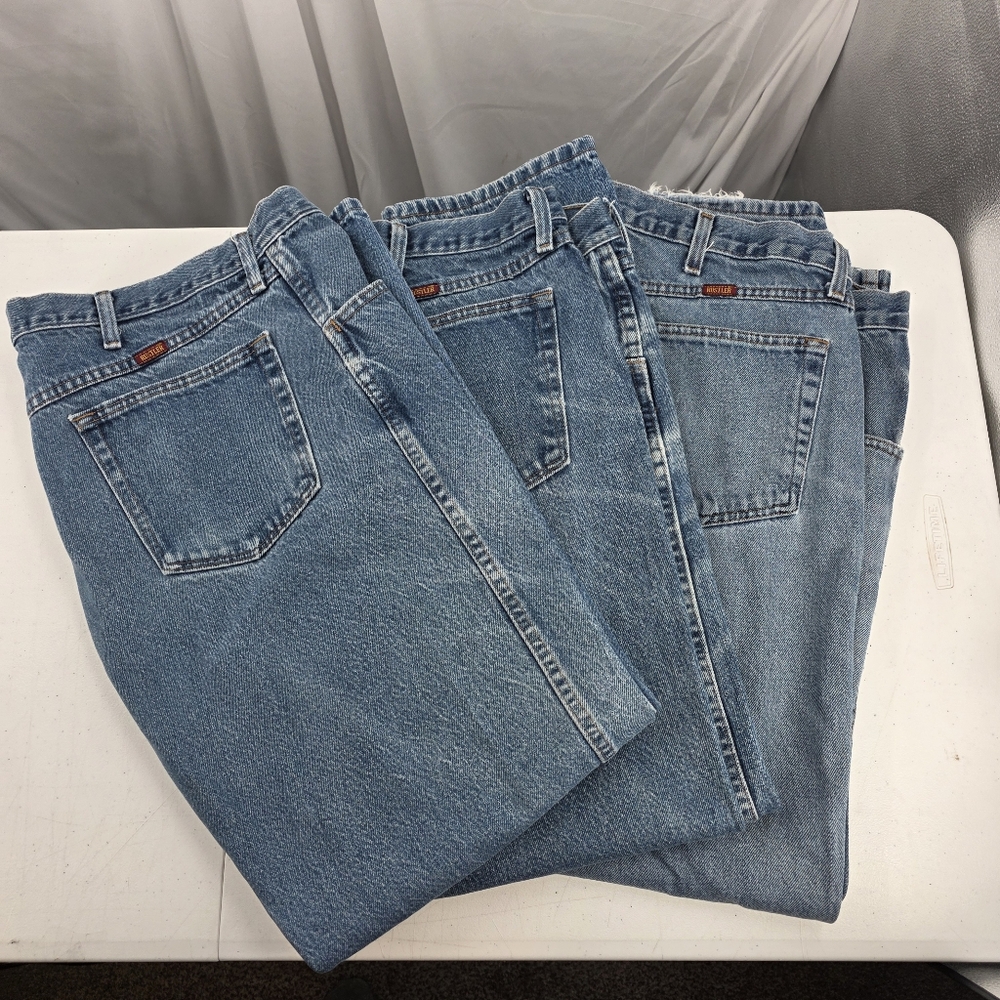 3 Pairs Vintage Rustler Mens 40x30 Straight Leg Regular Fit Cotton Jeans 87619PW